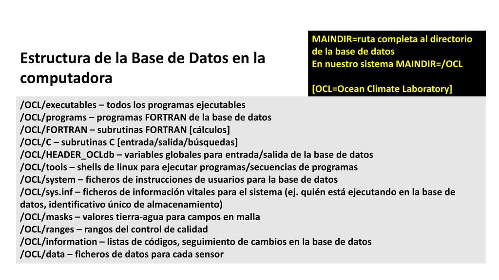 Estructura de la Base de Datos en la computadora
