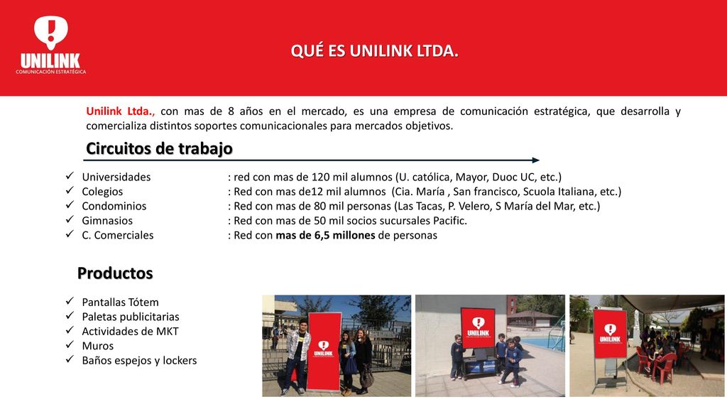 QUÉ ES UNILINK LTDA. Circuitos de trabajo Productos