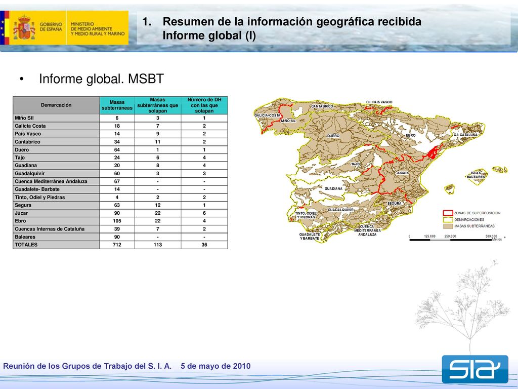Resumen de la información geográfica recibida Informe global (I)