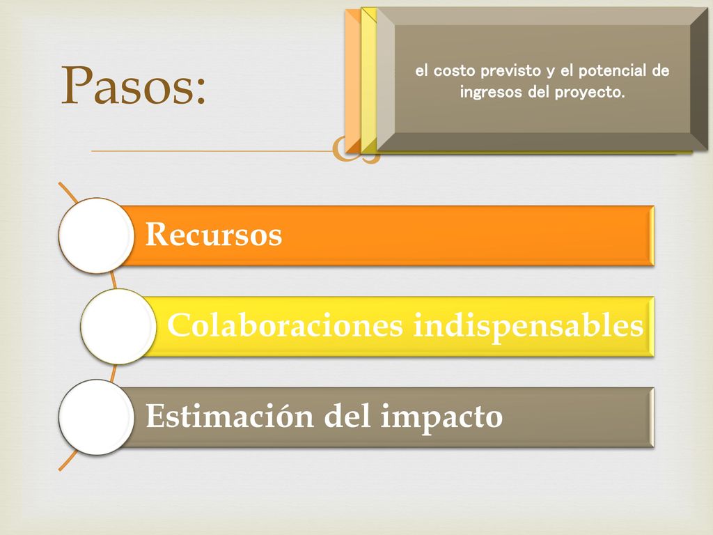 el costo previsto y el potencial de ingresos del proyecto.