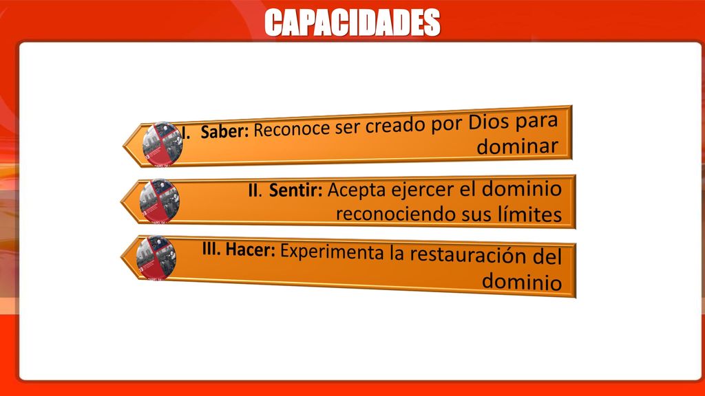 CAPACIDADES I. Saber: Reconoce ser creado por Dios para dominar