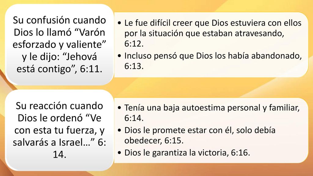 Le fue difícil creer que Dios estuviera con ellos por la situación que estaban atravesando, 6:12.
