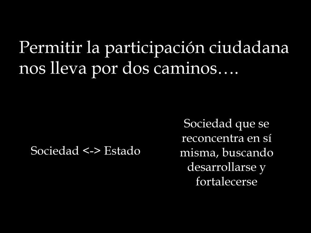 Permitir la participación ciudadana nos lleva por dos caminos….