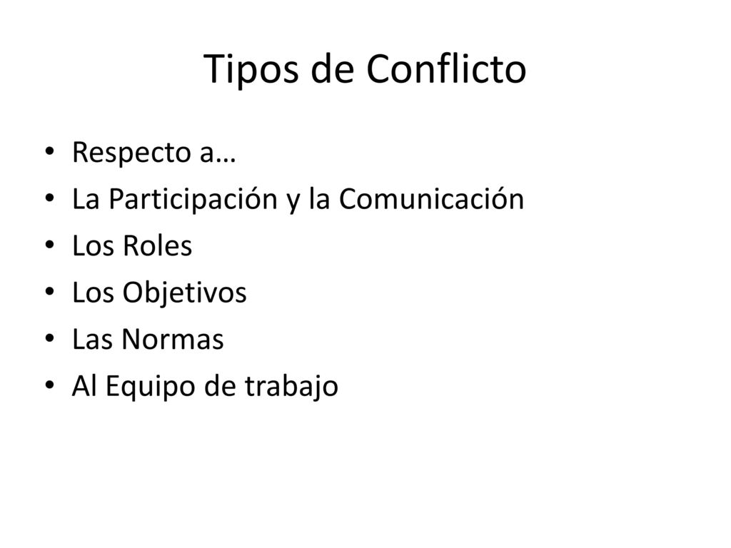 Tipos de Conflicto Respecto a… La Participación y la Comunicación