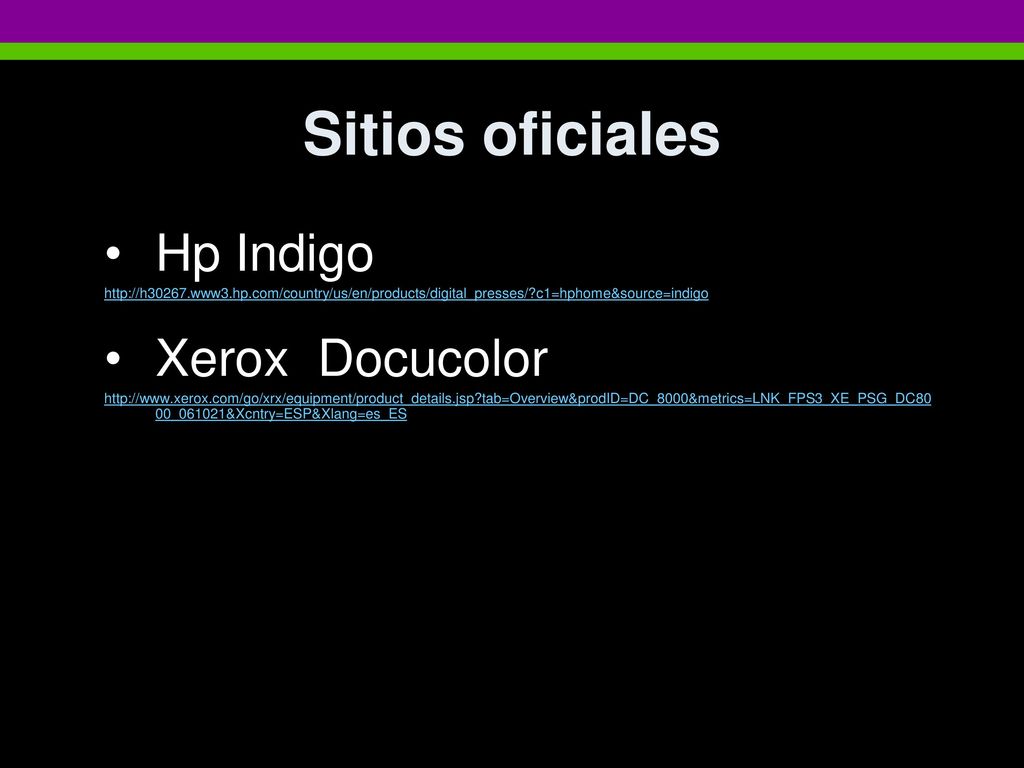 Sitios oficiales Hp Indigo Xerox Docucolor