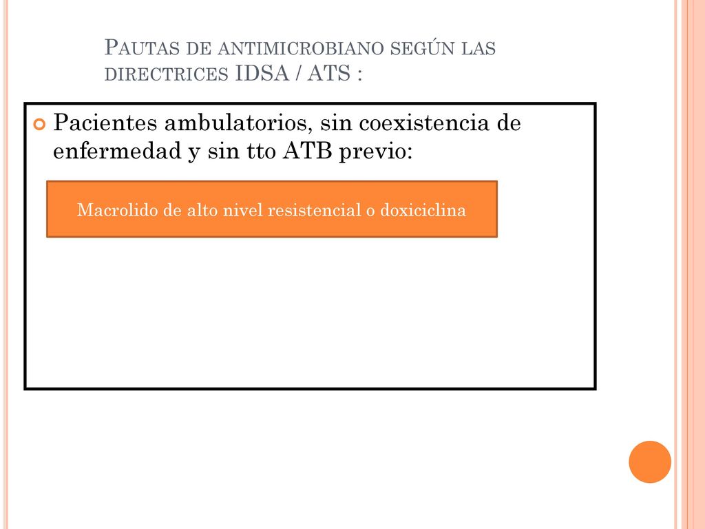 Pautas de antimicrobiano según las directrices IDSA / ATS :