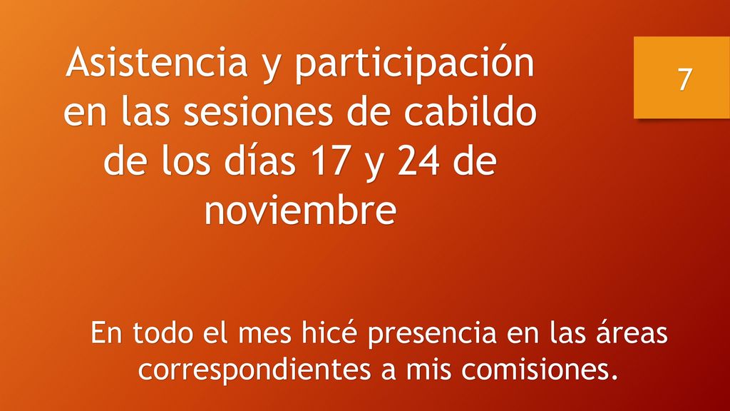 Asistencia y participación en las sesiones de cabildo de los días 17 y 24 de noviembre