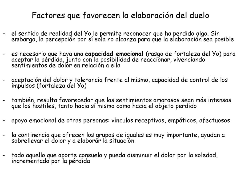 Factores que favorecen la elaboración del duelo