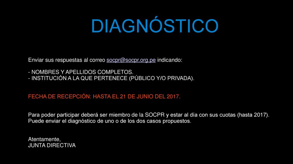 DIAGNÓSTICO Enviar sus respuestas al correo indicando: - NOMBRES Y APELLIDOS COMPLETOS.