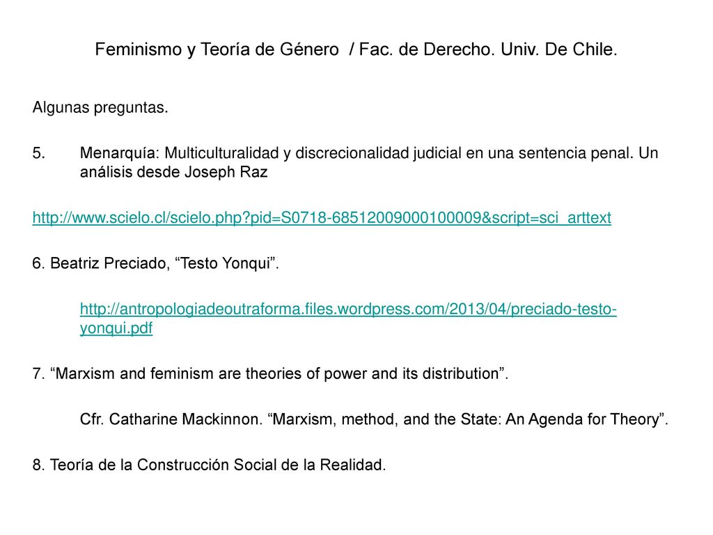 Feminismo y Teoría de Género / Fac. de Derecho. Univ. De Chile.