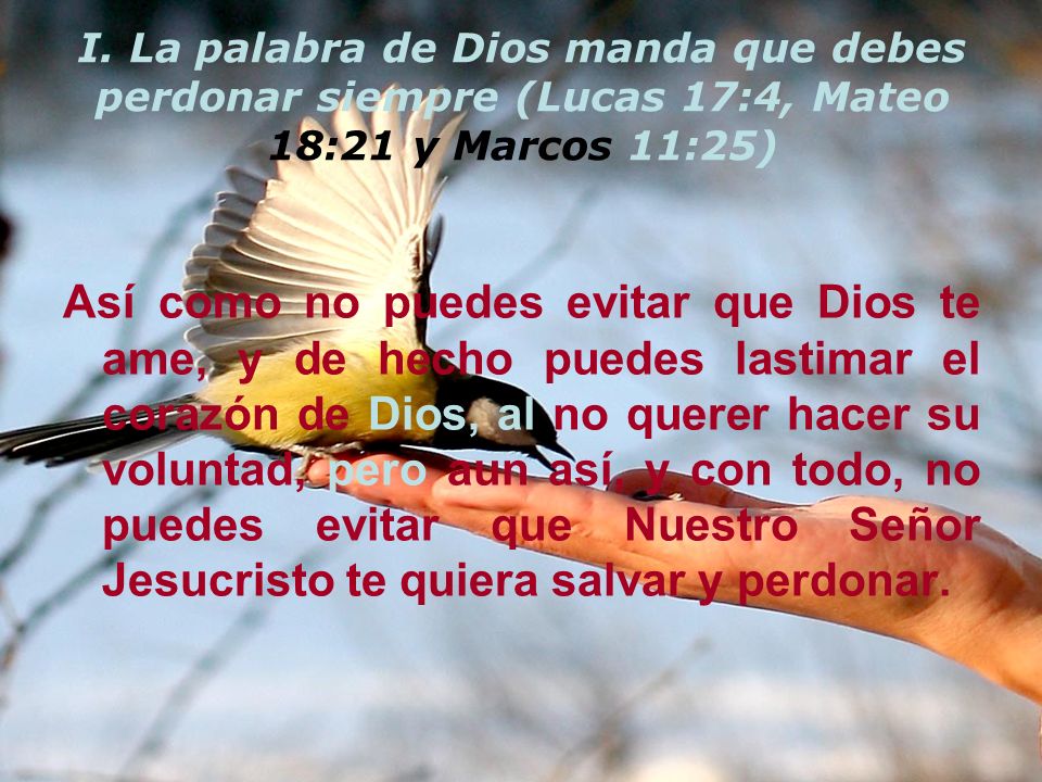 I. La palabra de Dios manda que debes perdonar siempre (Lucas 17:4, Mateo 18:21 y Marcos 11:25)