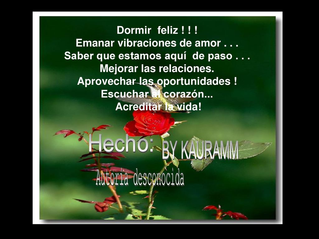 Emanar vibraciones de amor Saber que estamos aquí de paso