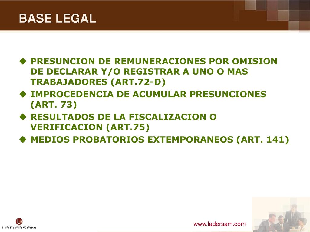 BASE LEGAL PRESUNCION DE REMUNERACIONES POR OMISION DE DECLARAR Y/O REGISTRAR A UNO O MAS TRABAJADORES (ART.72-D)