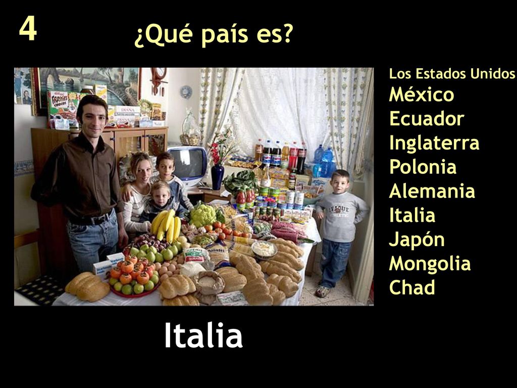 4 ¿Qué país es Los Estados Unidos México Ecuador Inglaterra Polonia Alemania Italia Japón Mongolia Chad.
