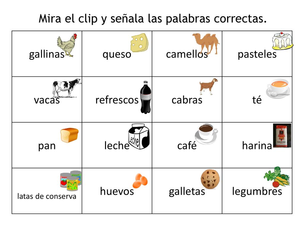 Mira el clip y señala las palabras correctas.