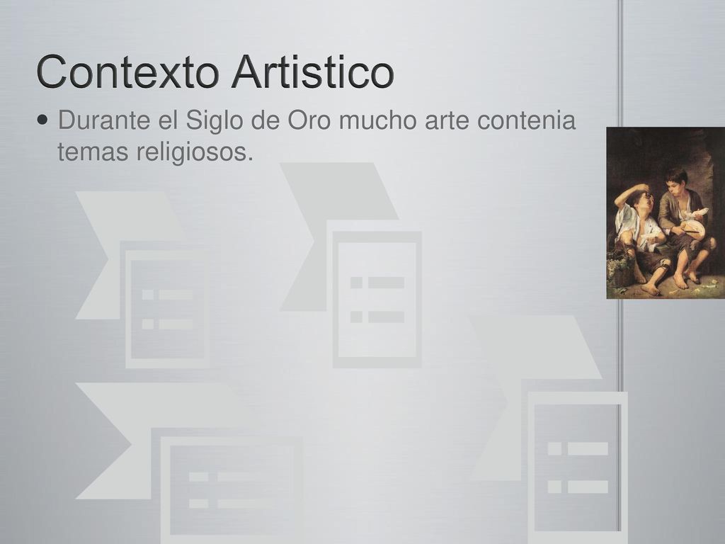 Contexto Artistico Durante el Siglo de Oro mucho arte contenia temas religiosos.
