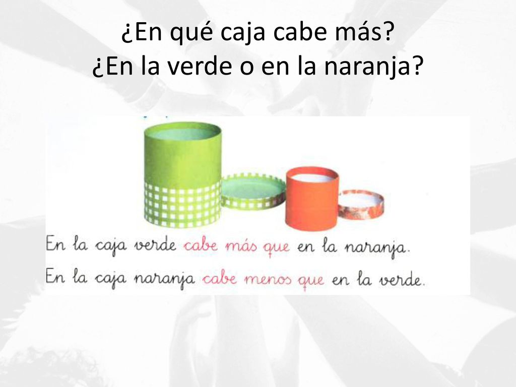 ¿En qué caja cabe más ¿En la verde o en la naranja