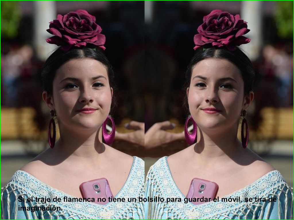 Si el traje de flamenca no tiene un bolsillo para guardar el móvil, se tira de imaginación.