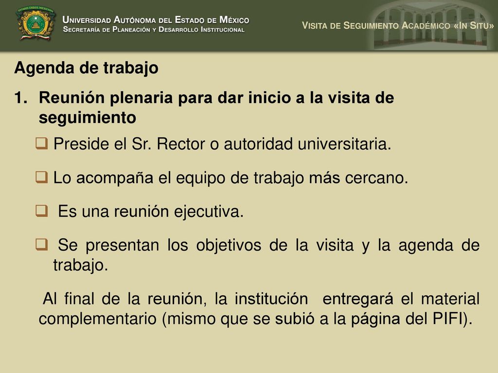 Reunión plenaria para dar inicio a la visita de seguimiento