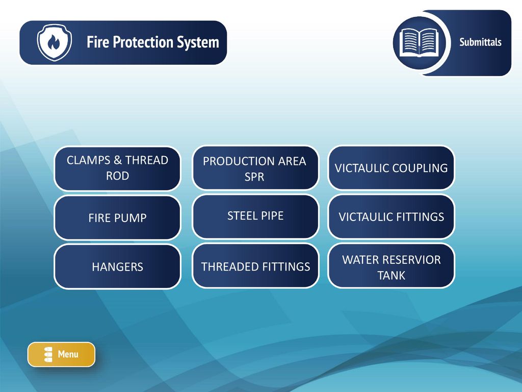 CLAMPS & THREAD ROD PRODUCTION AREA SPR. VICTAULIC COUPLING. FIRE PUMP. STEEL PIPE. VICTAULIC FITTINGS.