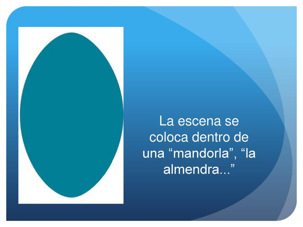 La escena se coloca dentro de una mandorla , la almendra...