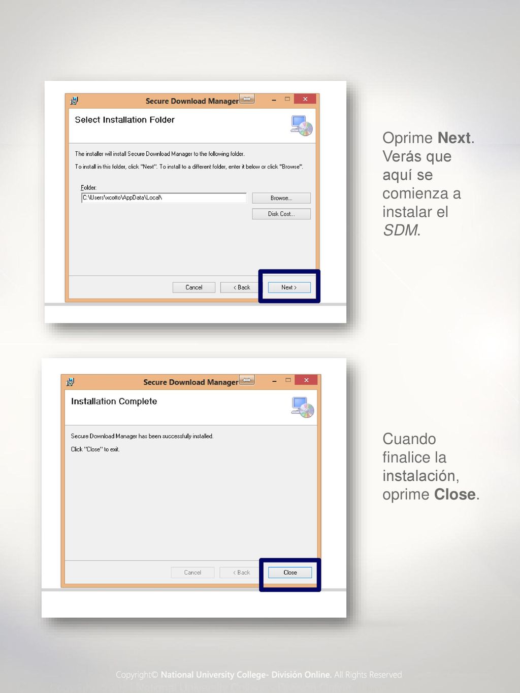 Oprime Next. Verás que aquí se comienza a instalar el SDM.