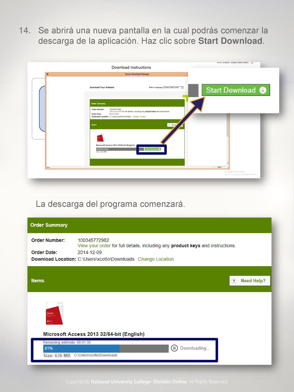 Se abrirá una nueva pantalla en la cual podrás comenzar la descarga de la aplicación. Haz clic sobre Start Download.