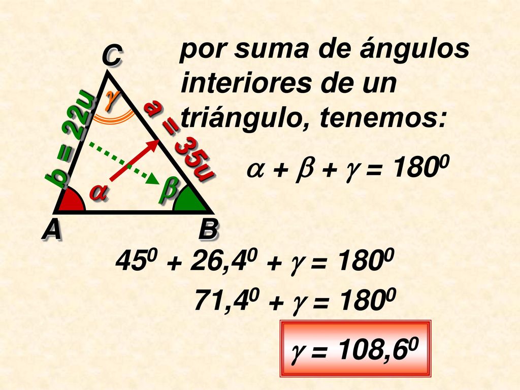 por suma de ángulos interiores de un triángulo, tenemos: