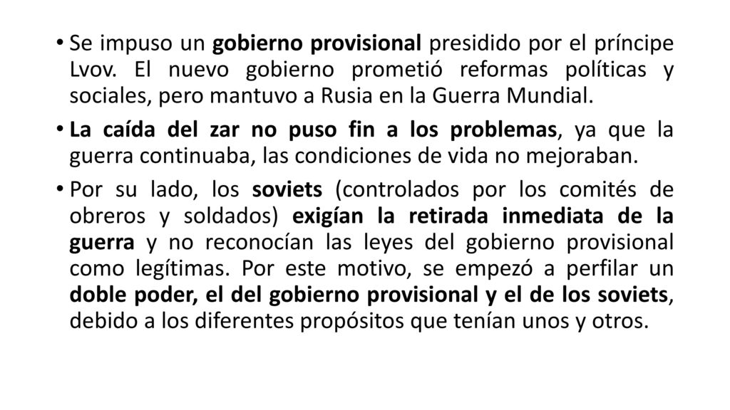 Se impuso un gobierno provisional presidido por el príncipe Lvov