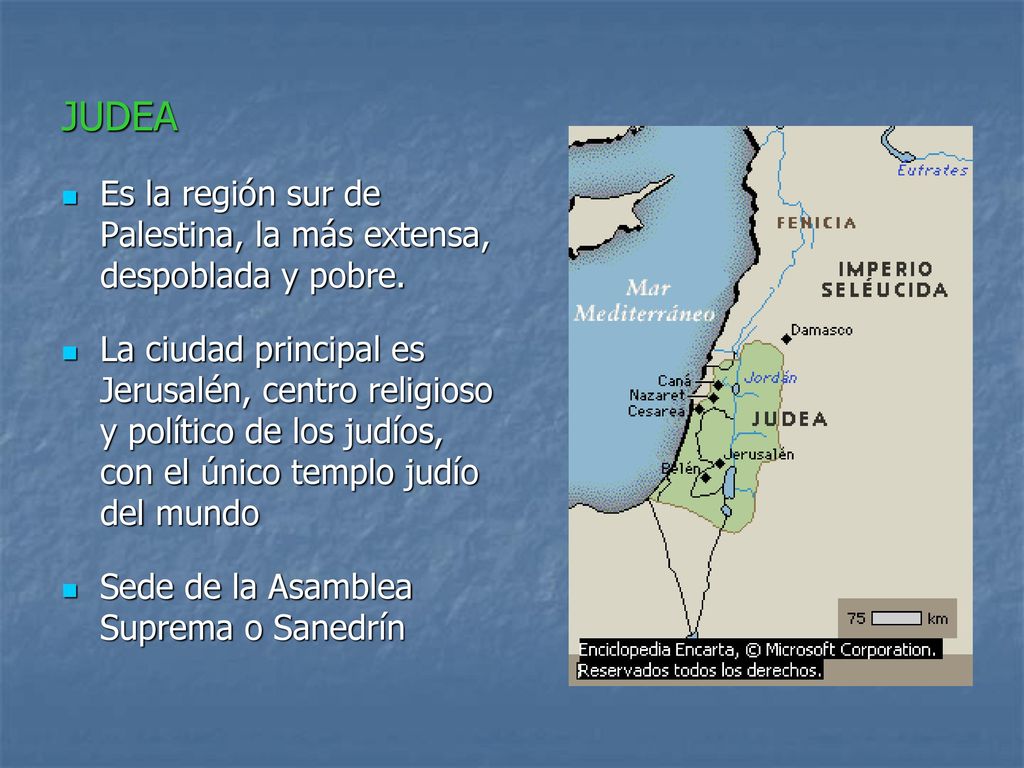 JUDEA Es la región sur de Palestina, la más extensa, despoblada y pobre.