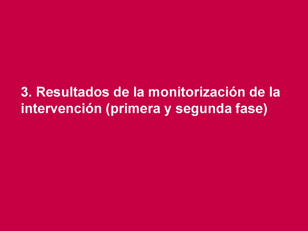 3. Resultados de la monitorización de la intervención (primera y segunda fase)