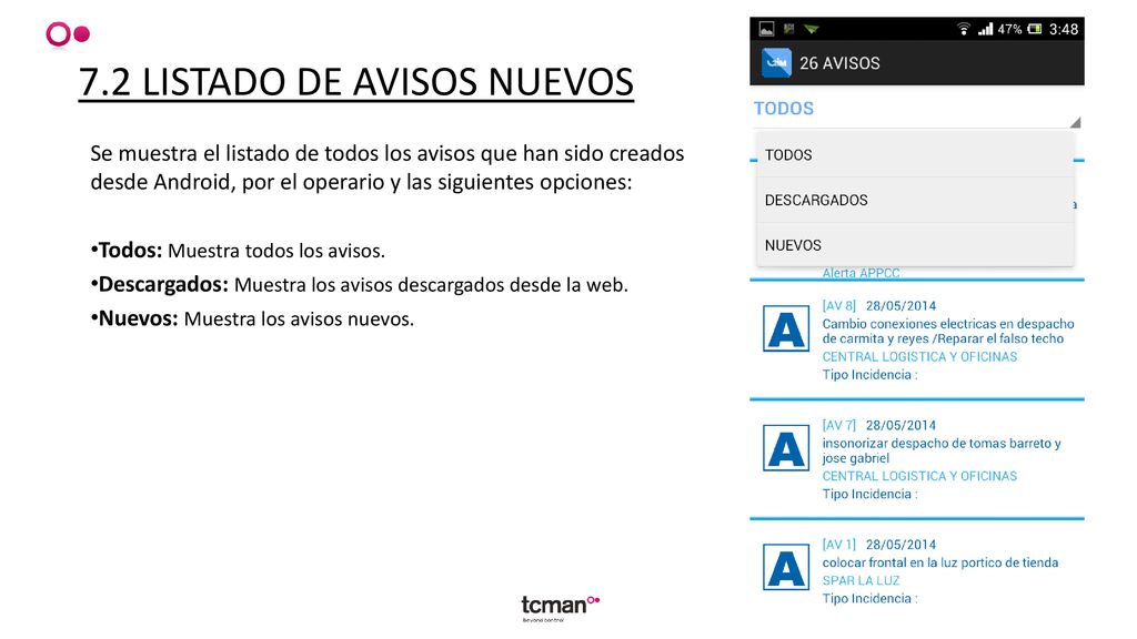 7.2 LISTADO DE AVISOS NUEVOS