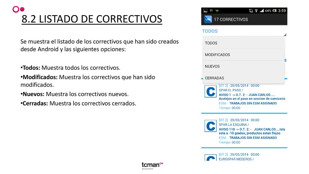 8.2 LISTADO DE CORRECTIVOS