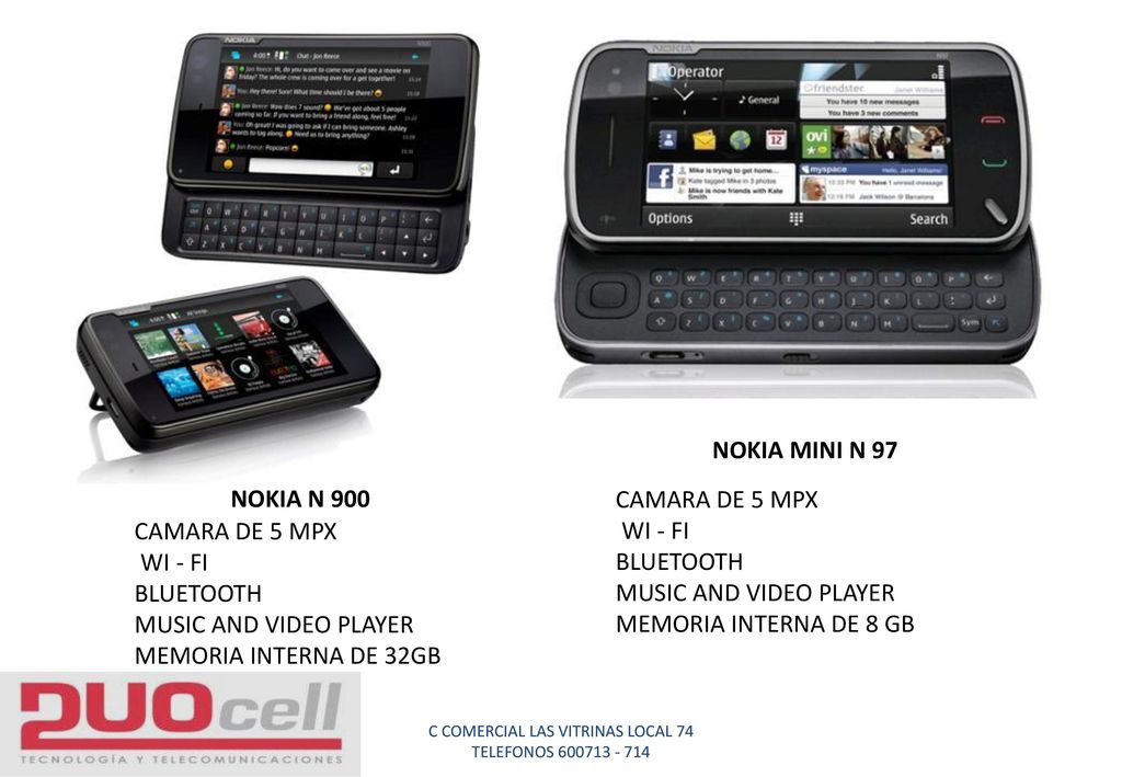 NOKIA MINI N 97 NOKIA N 900 CAMARA DE 5 MPX WI - FI CAMARA DE 5 MPX
