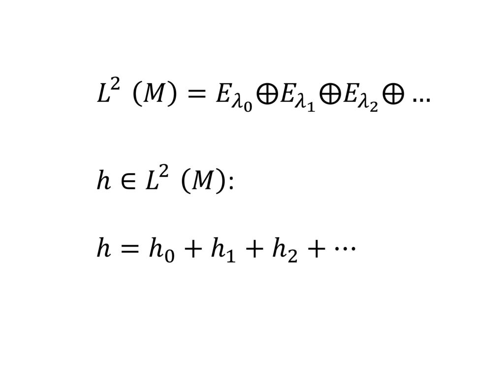 𝐿 2 𝑀 =𝐸 𝜆 0 ⨁ 𝐸 𝜆 1 ⨁ 𝐸 𝜆 2 ⨁… ℎ∈ 𝐿 2 𝑀 : ℎ= ℎ 0 + ℎ 1 + ℎ 2 +…