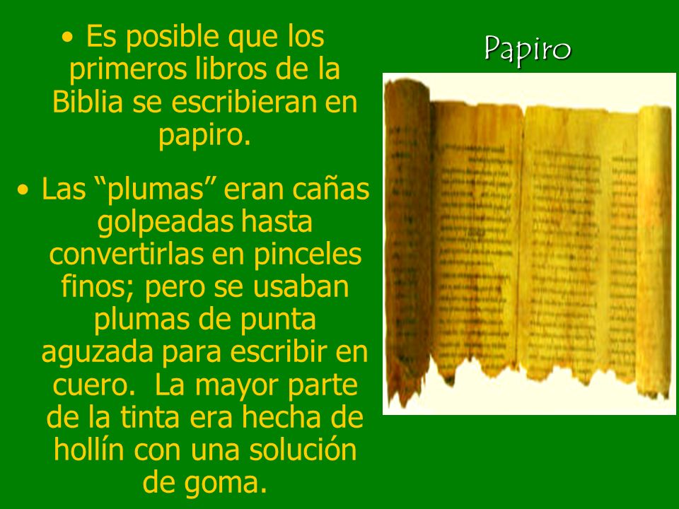 Es posible que los primeros libros de la Biblia se escribieran en papiro.