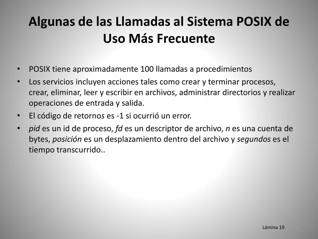 Algunas de las Llamadas al Sistema POSIX de Uso Más Frecuente