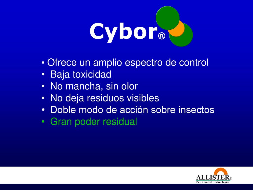 Cybor® Ofrece un amplio espectro de control Baja toxicidad