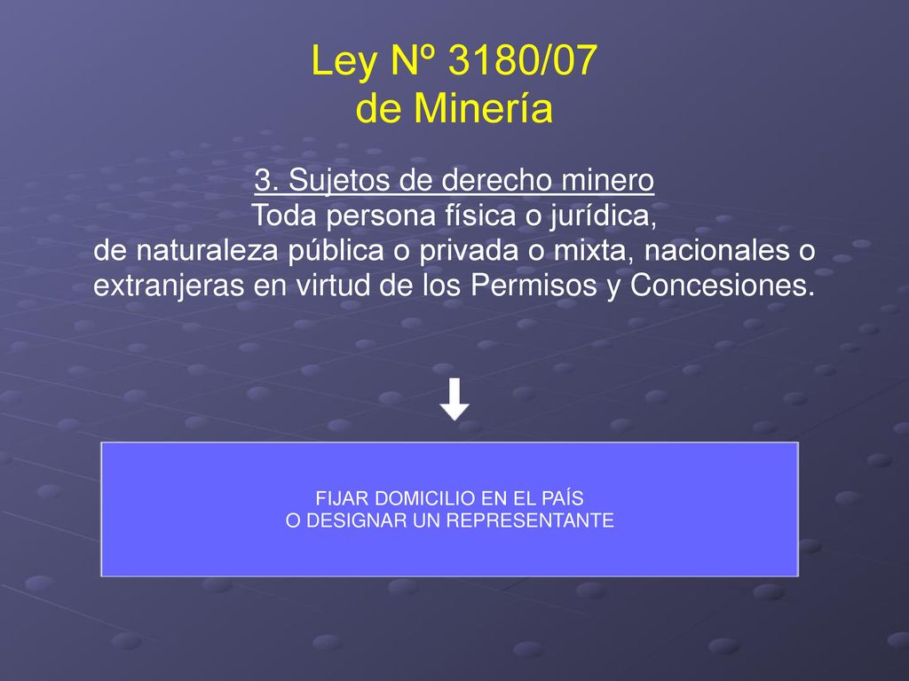 Ley Nº 3180/07 de Minería 3. Sujetos de derecho minero