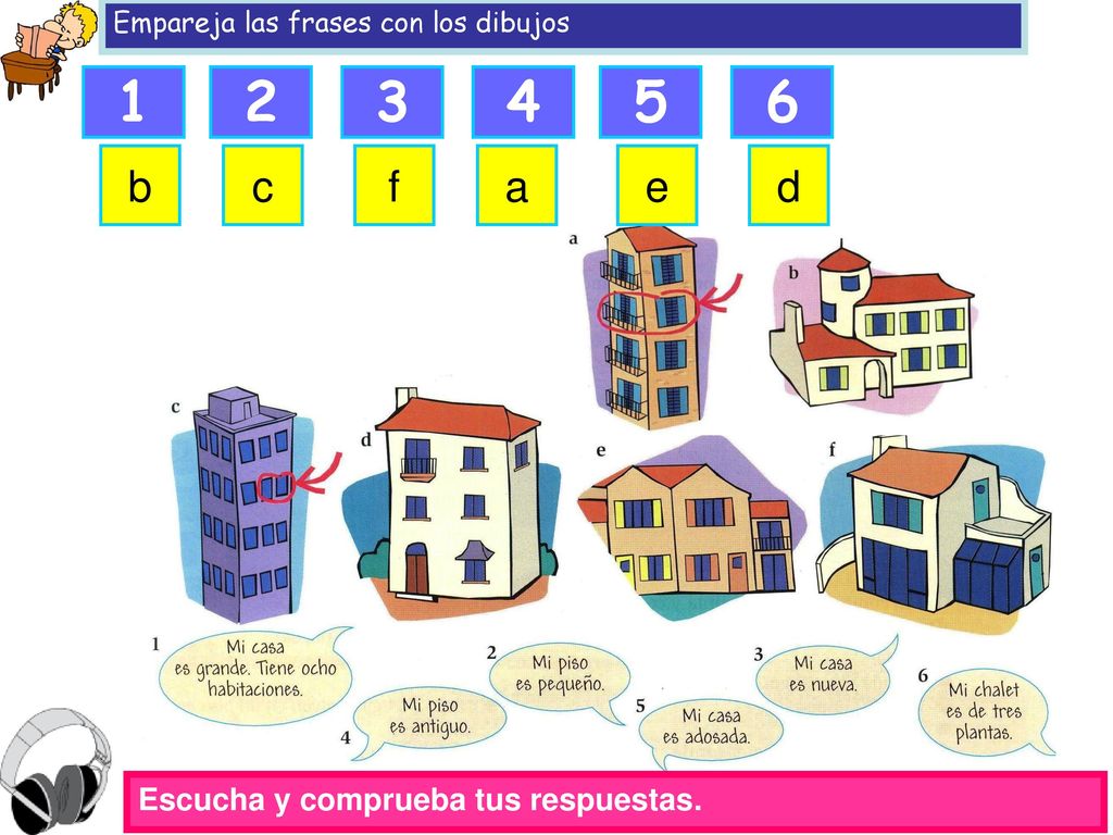 b c f a e d Escucha y comprueba tus respuestas.