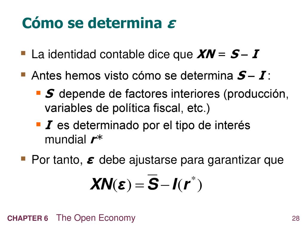 Cómo se determina ε La identidad contable dice que XN = S – I