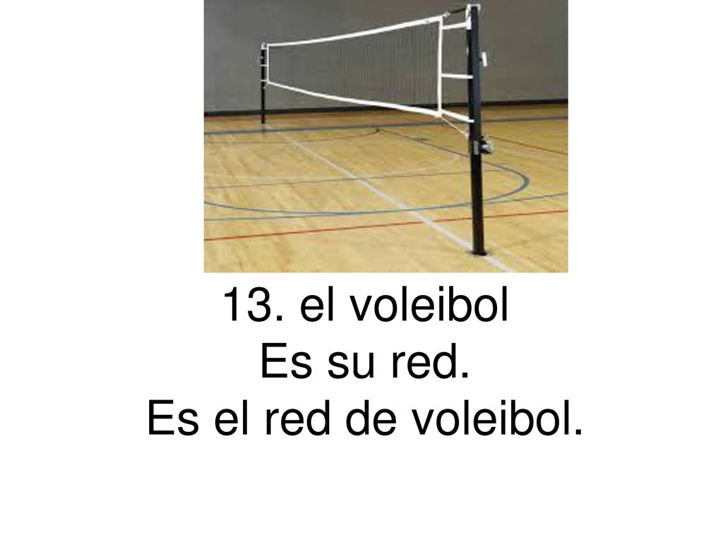 13. el voleibol Es su red. Es el red de voleibol.