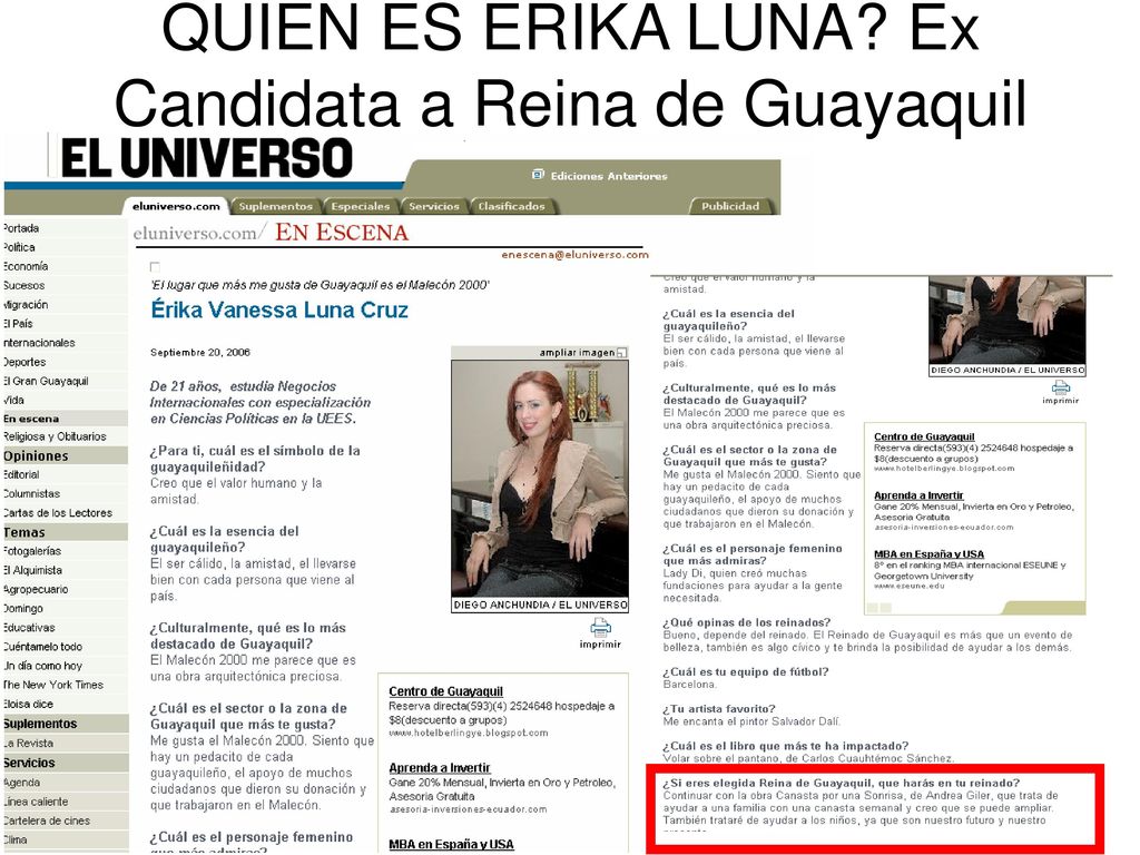 QUIEN ES ERIKA LUNA Ex Candidata a Reina de Guayaquil