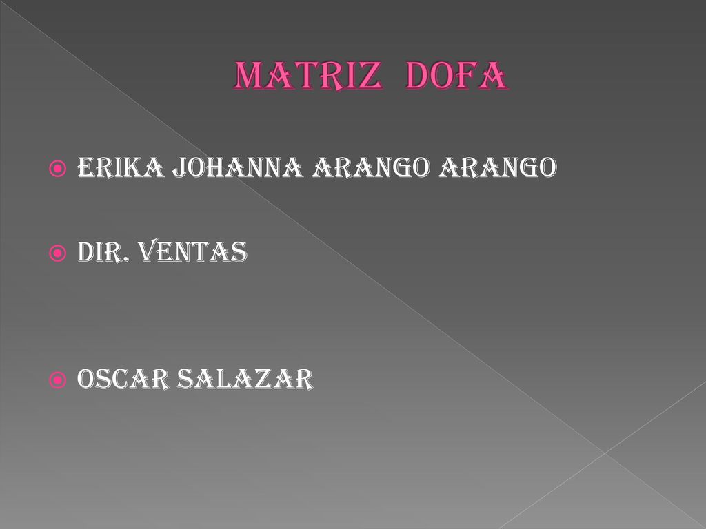 MATRIZ DOFA ERIKA JOHANNA ARANGO ARANGO DIR. VENTAS OSCAR SALAZAR