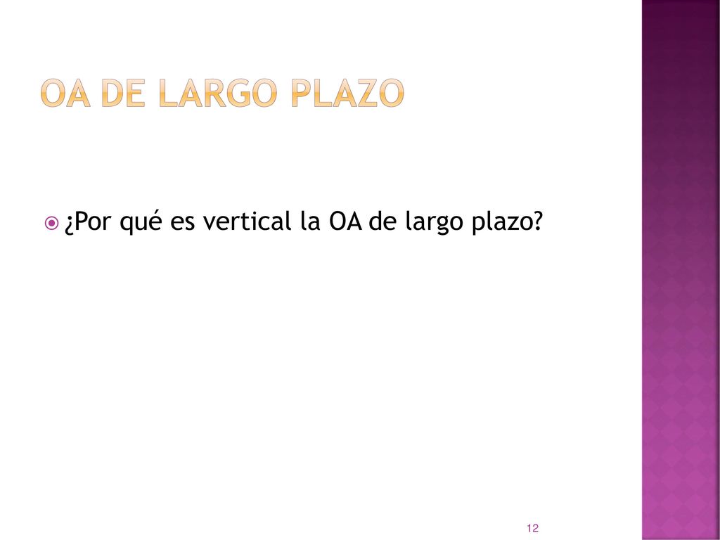 OA de largo plazo ¿Por qué es vertical la OA de largo plazo