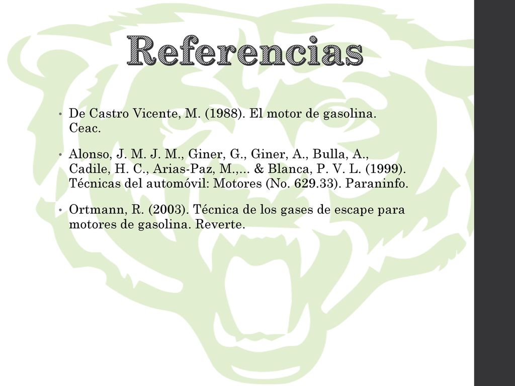 Referencias De Castro Vicente, M. (1988). El motor de gasolina. Ceac.