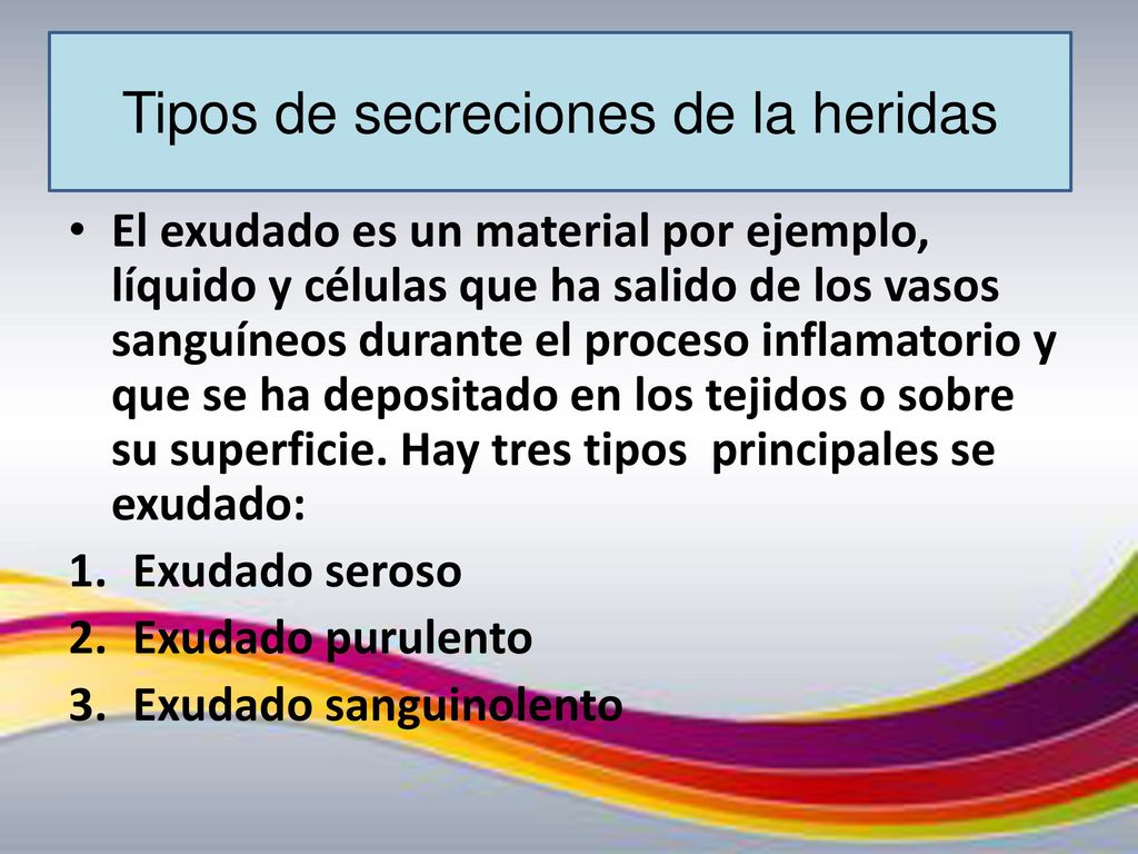 Tipos de secreciones de la heridas