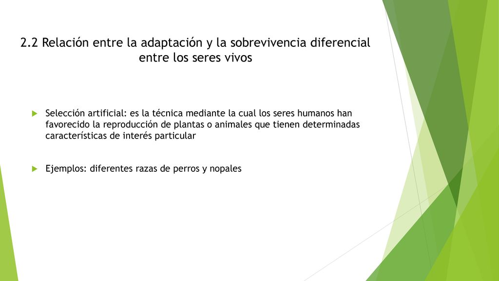 2.2 Relación entre la adaptación y la sobrevivencia diferencial entre los seres vivos