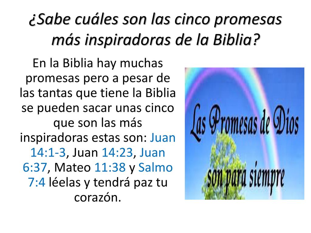 ¿Sabe cuáles son las cinco promesas más inspiradoras de la Biblia