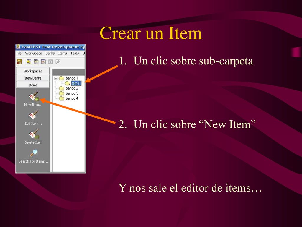 Crear un Item Un clic sobre sub-carpeta Un clic sobre New Item